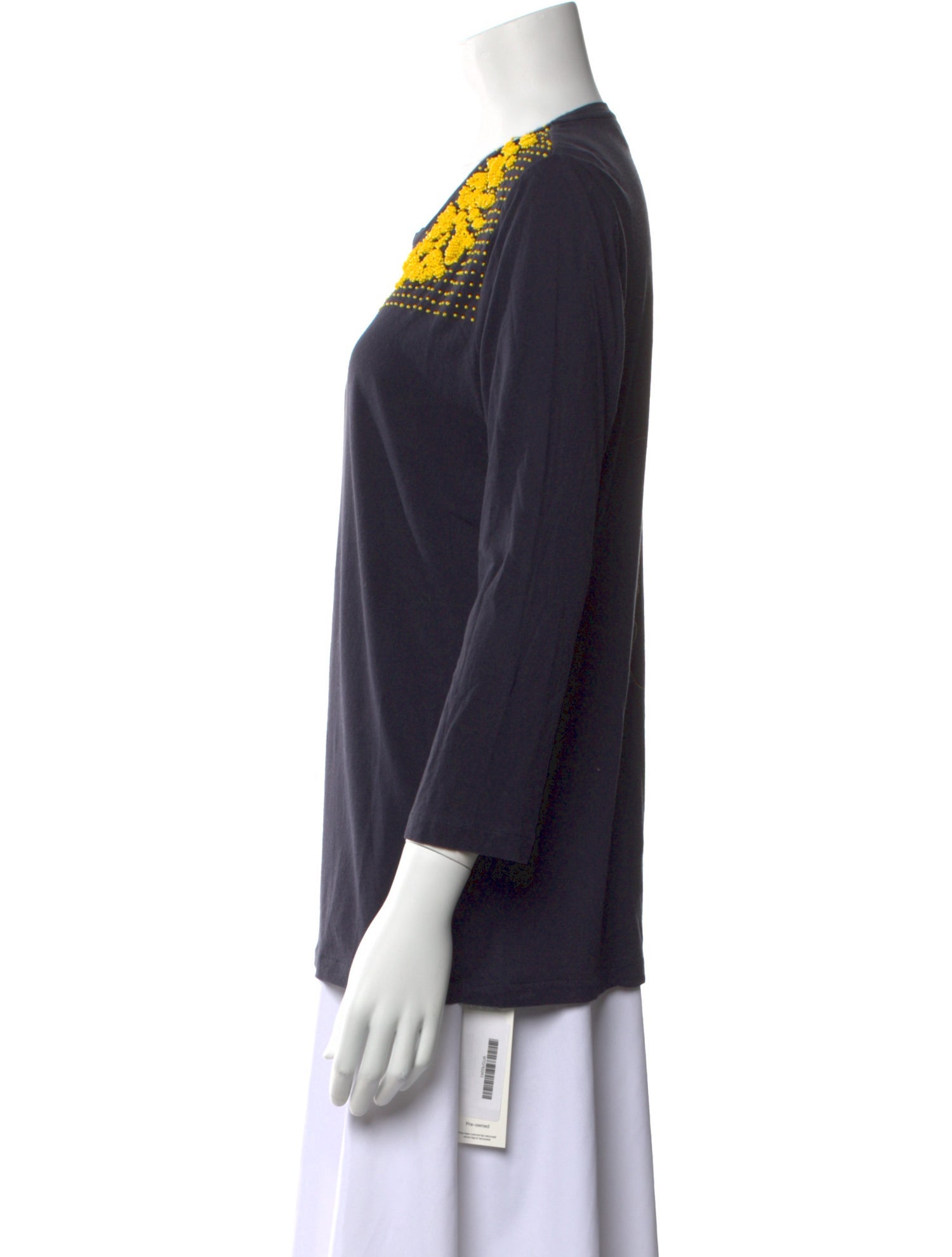 Tory Burch Scoop Neck Three-Quarter Sleeve Top