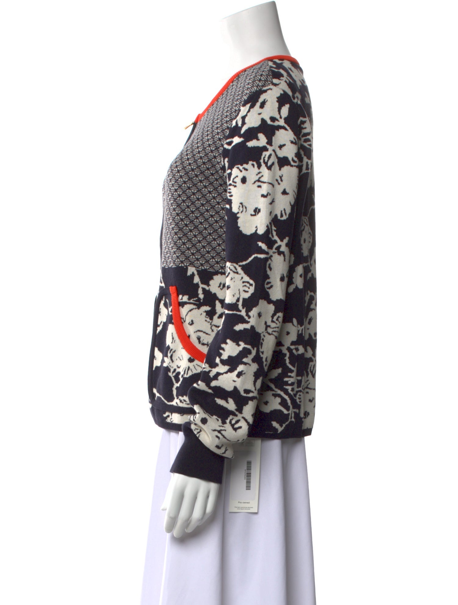 Tory Burch Printed Scoop Neck Sweater