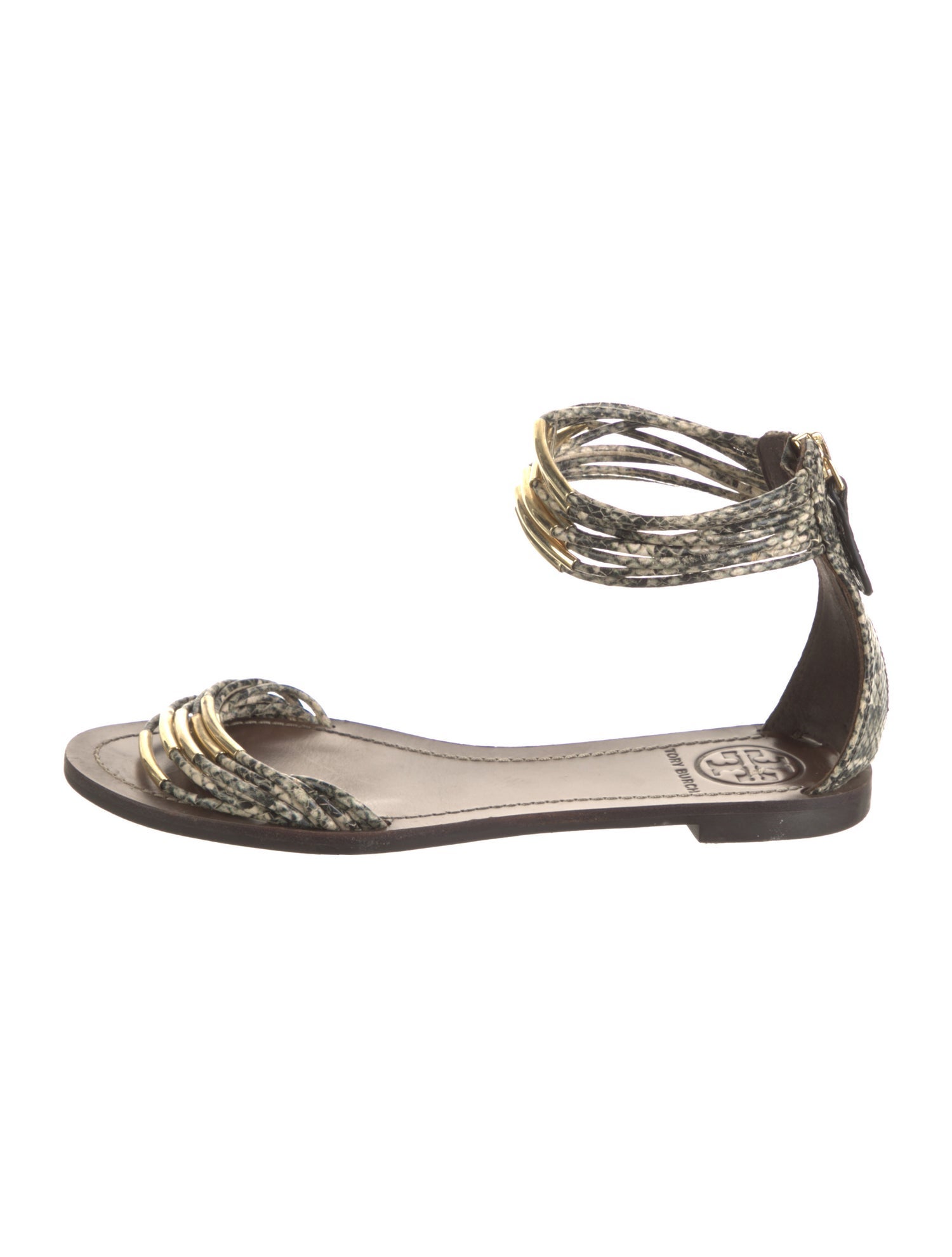 Tory Burch Leather Animal Print Sandals