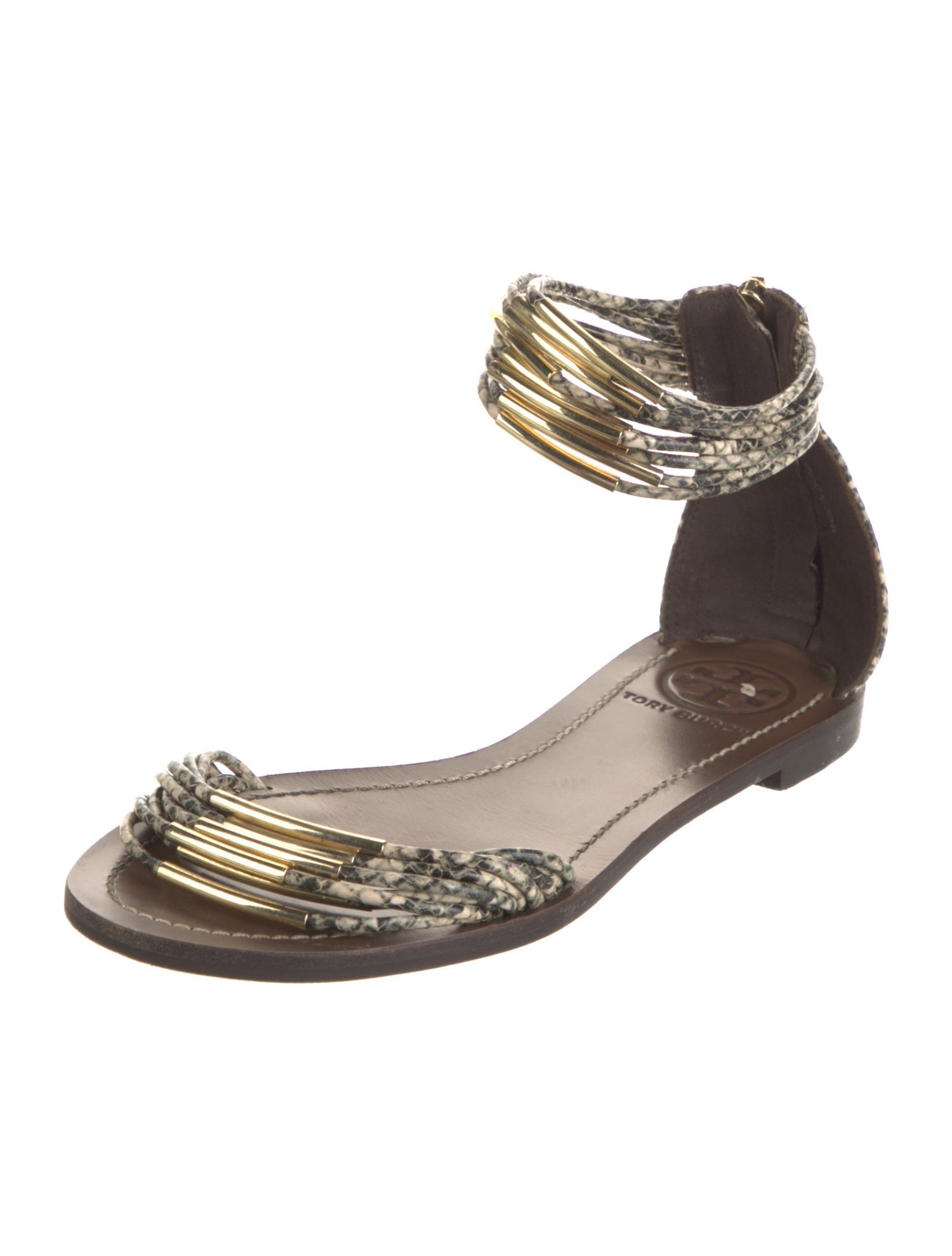 Tory Burch Leather Animal Print Sandals