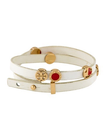 Tory Burch Wrap Leather & Enamel Saffiano 'Cole' Double Bracelet