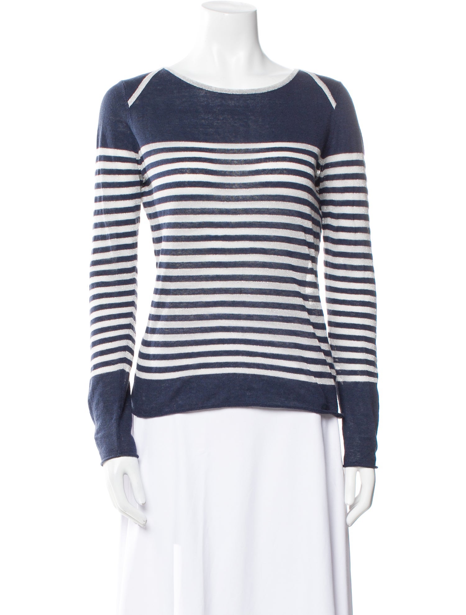 Tory Burch Striped Bateau Neckline Sweater