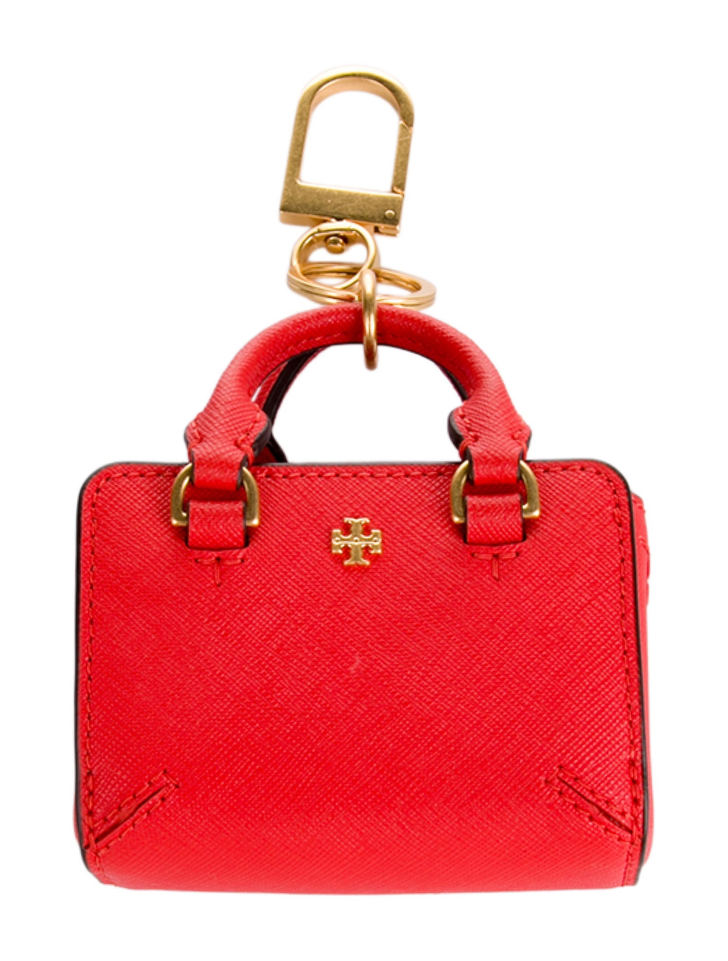 Tory Burch Mini Handbag Shape Orange Leather Key Chain