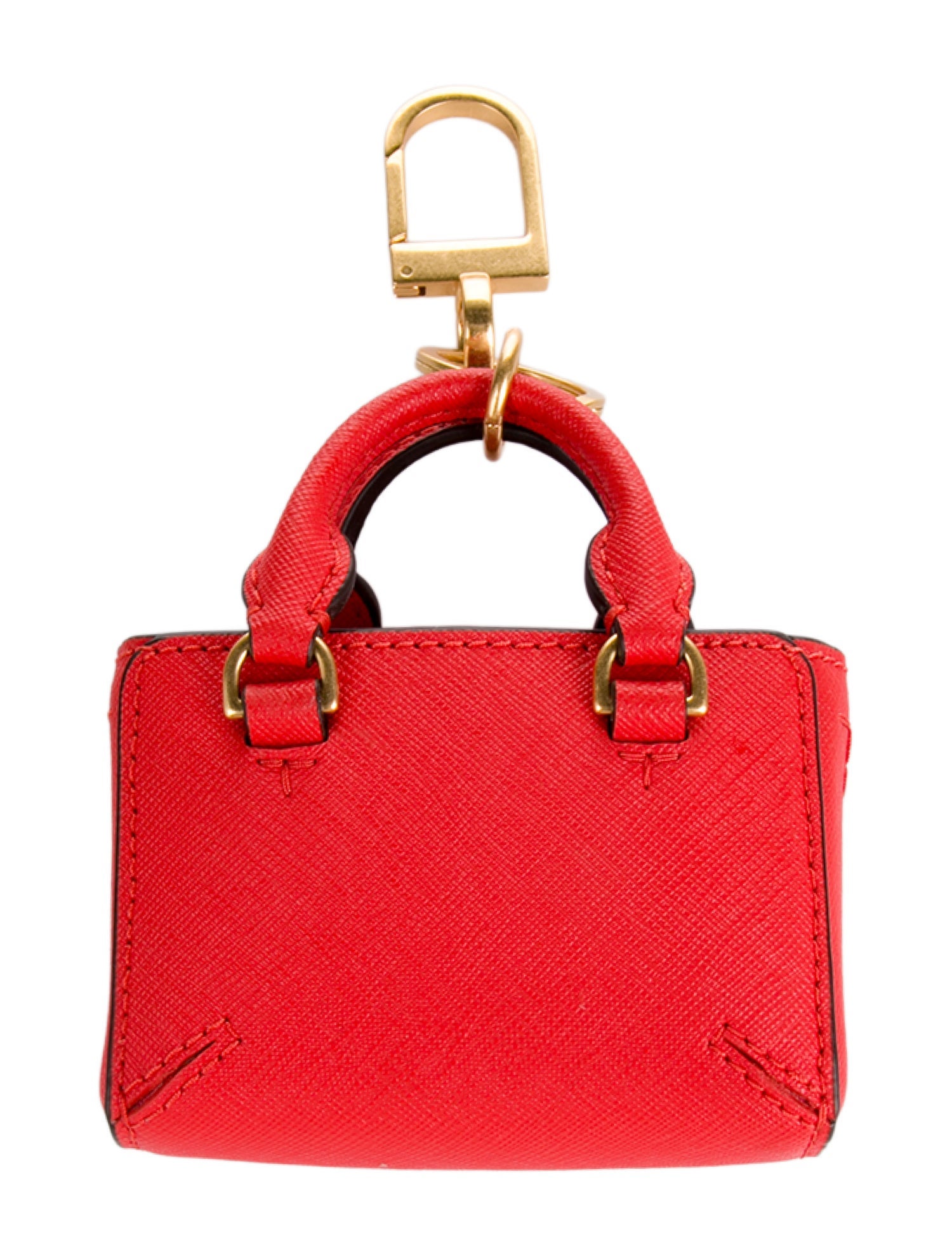 Tory Burch Mini Handbag Shape Orange Leather Key Chain