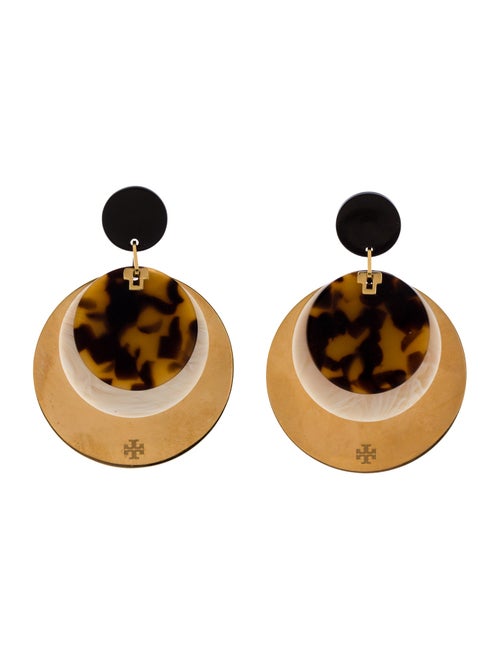 Tory Burch Resin Layered Tortoise Shell Disc Drop Earrings