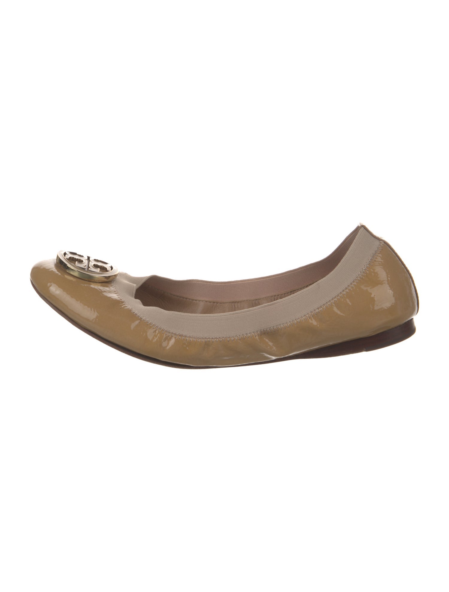 Tory Burch Patent Leather Grosgrain Trim Ballet Flats