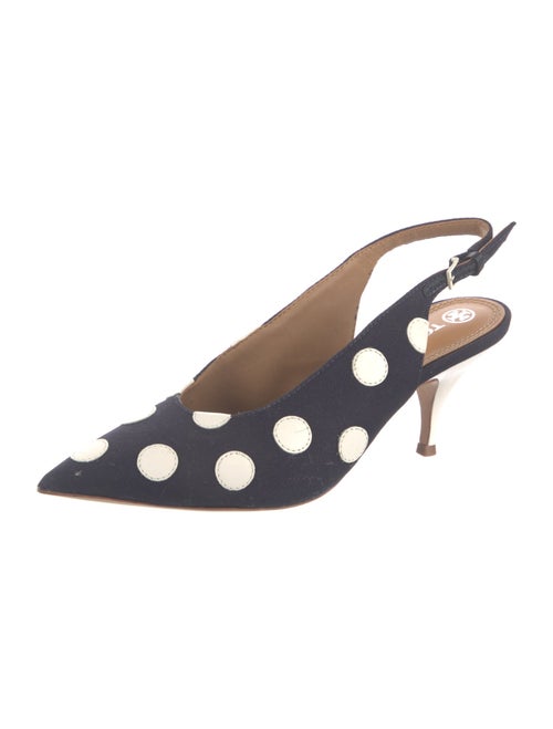 Tory Burch Canvas Polka Dot Print Slingback Pumps