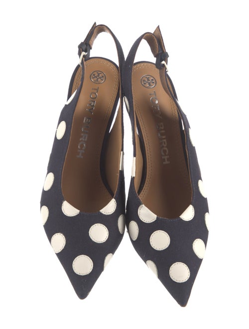 Tory Burch Canvas Polka Dot Print Slingback Pumps