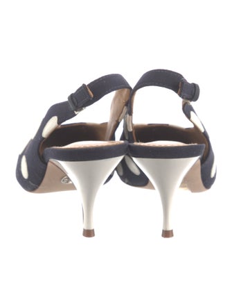 Tory Burch Canvas Polka Dot Print Slingback Pumps