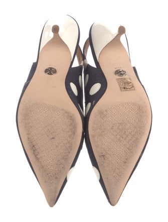 Tory Burch Canvas Polka Dot Print Slingback Pumps