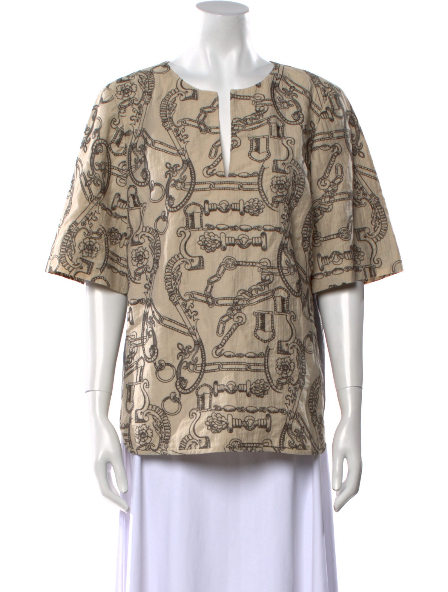 Tory Burch Printed V-Neck Blouse