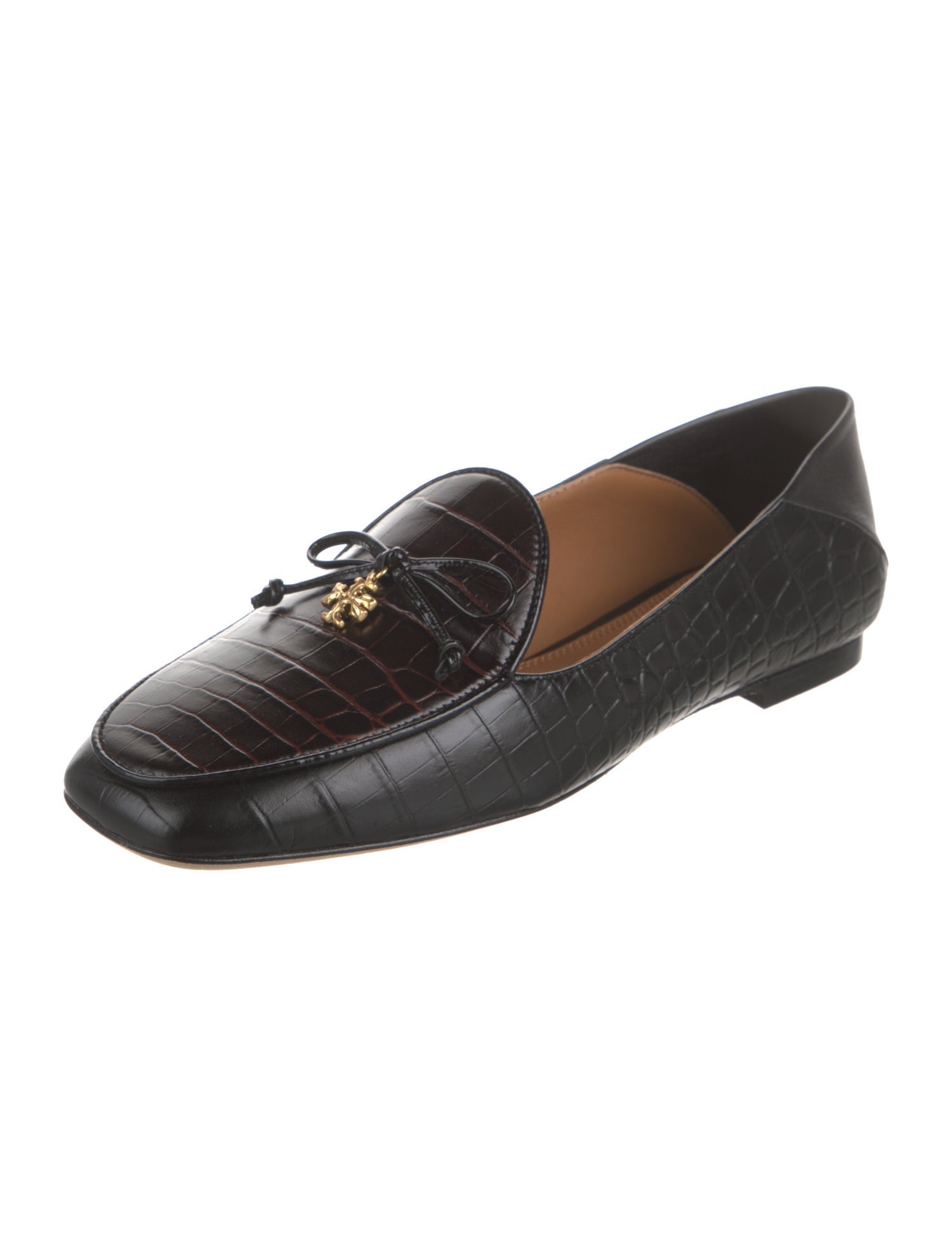 Tory Burch Leather Bow Accents Loafers