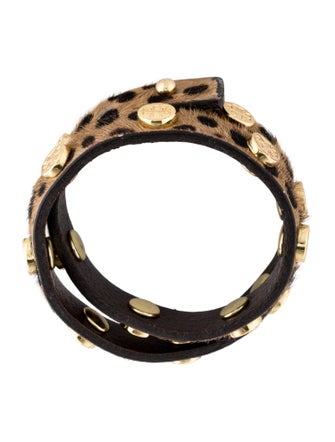 Tory Burch Leopard Print Double Wrap Bracelet