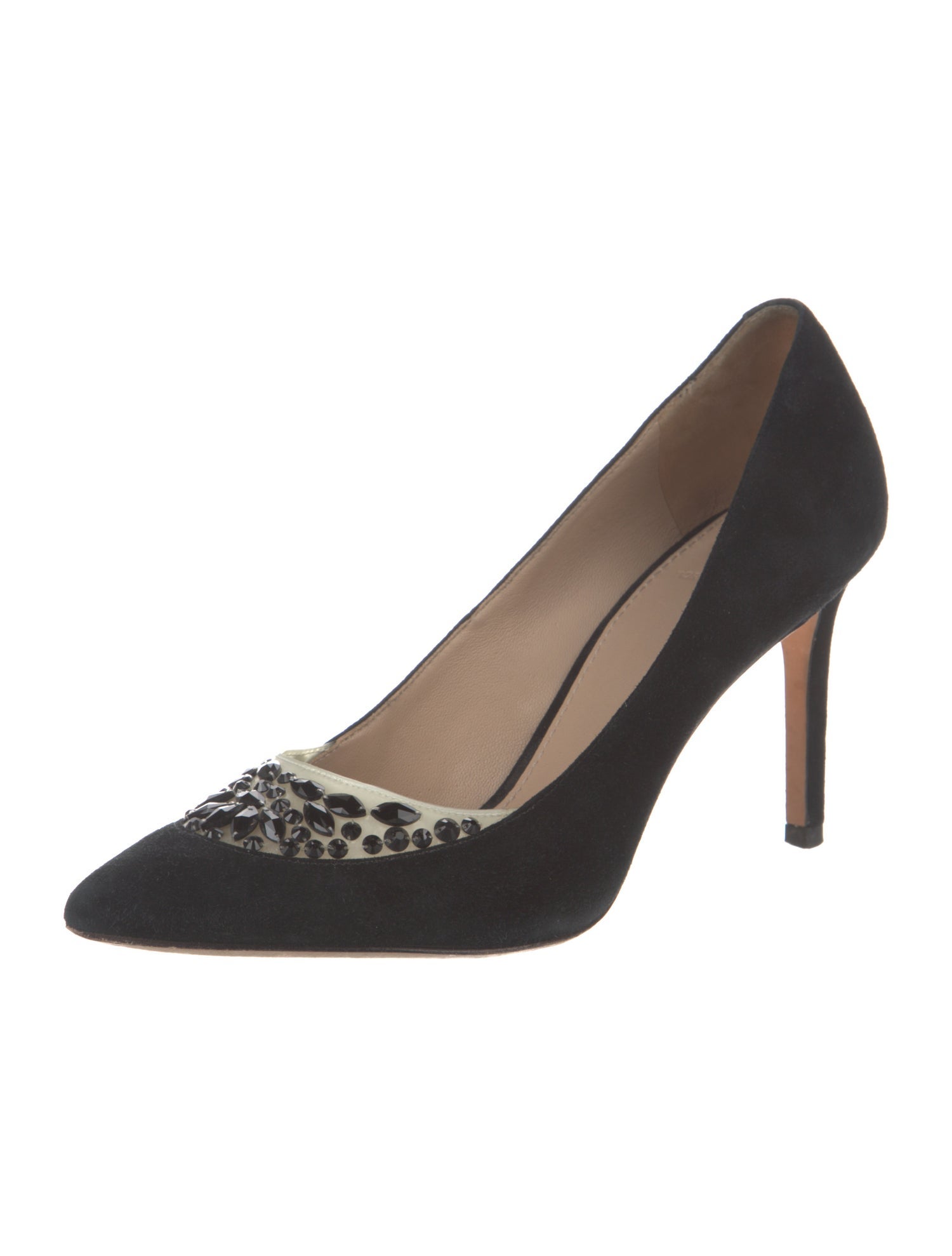 Tory Burch Suede Crystal Embellishments Pumps
