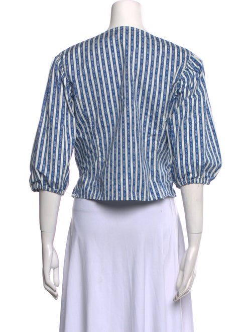 Tory Burch Striped V-Neck Crop Top