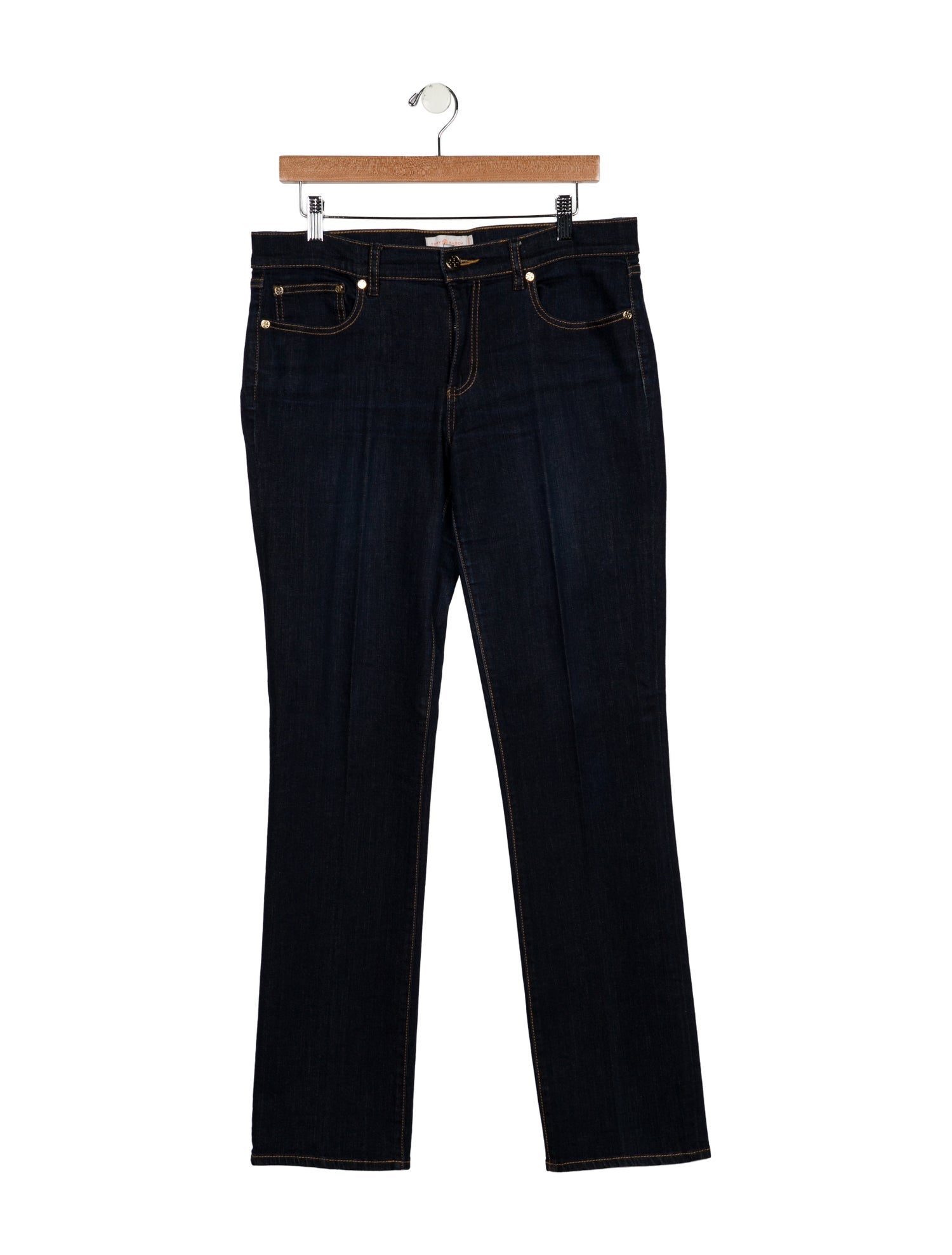 Tory Burch Mid-Rise Straight Leg Jeans