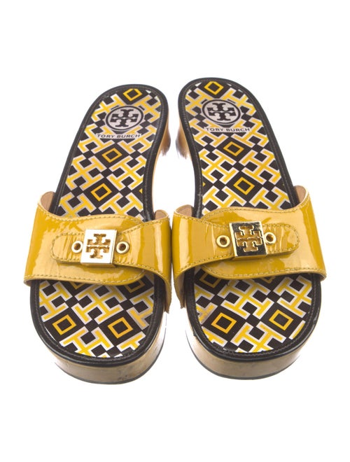 Tory Burch Patent Leather Printed Slides