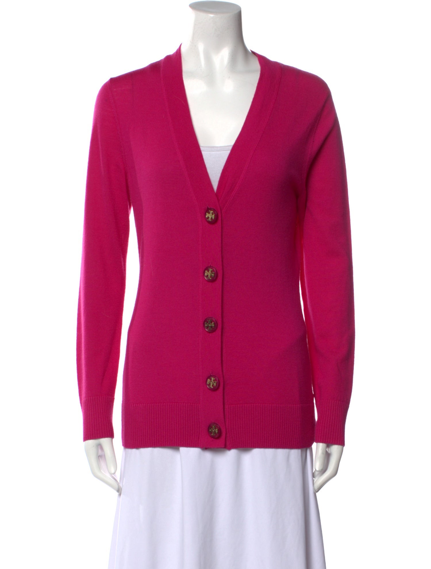 Tory Burch Merino Wool Plunge Neckline Sweater