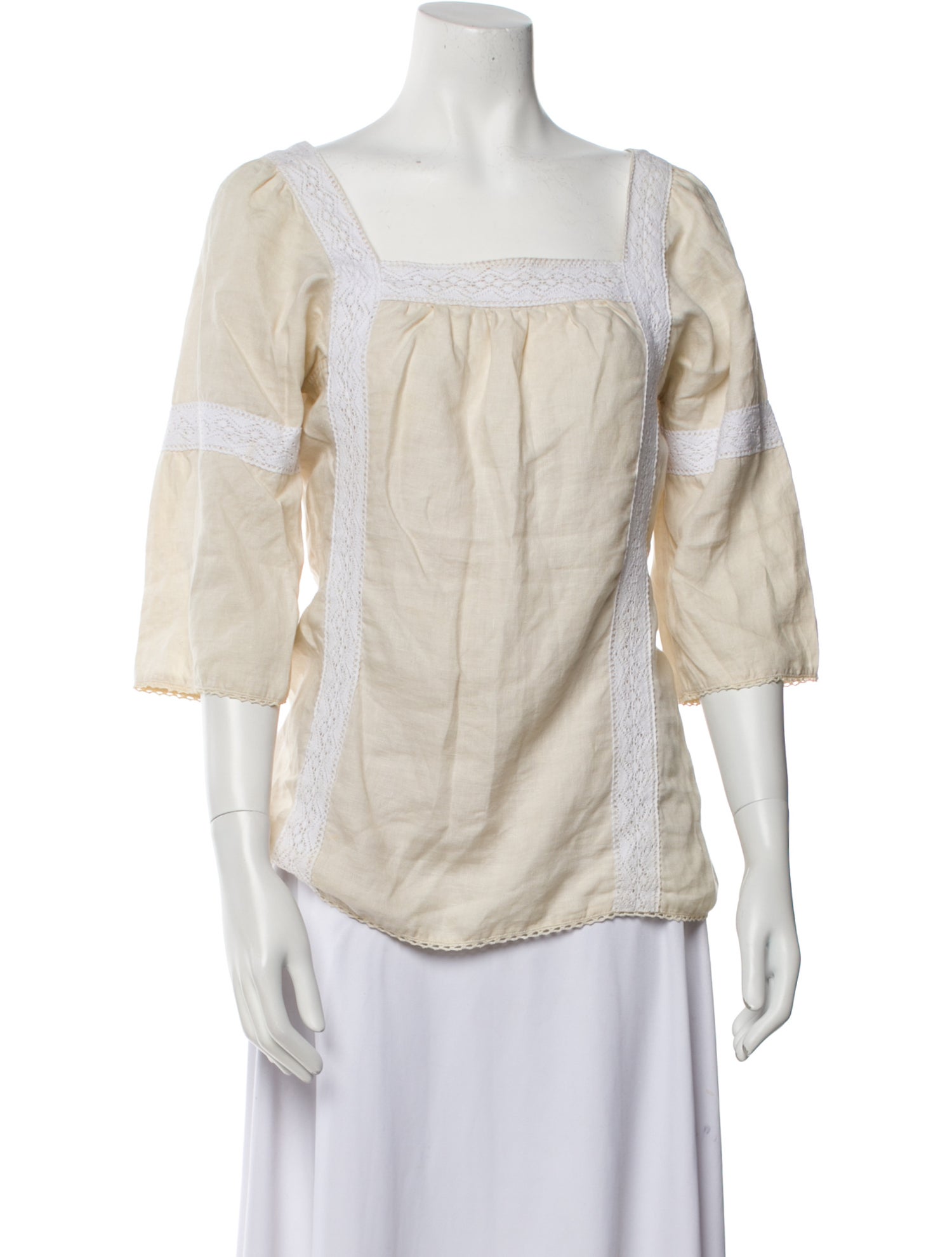 Tory Burch Linen Square Neckline Blouse