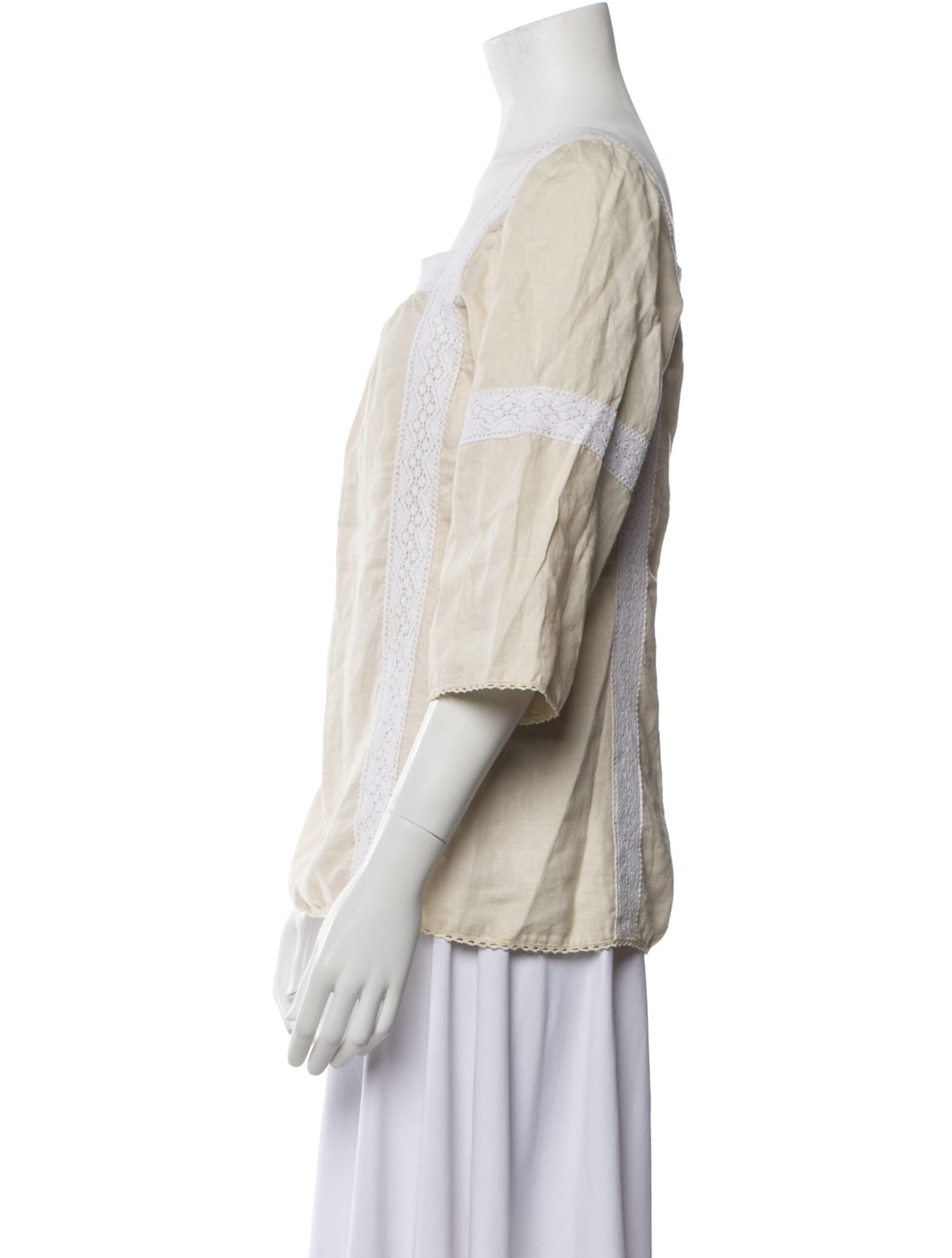 Tory Burch Linen Square Neckline Blouse