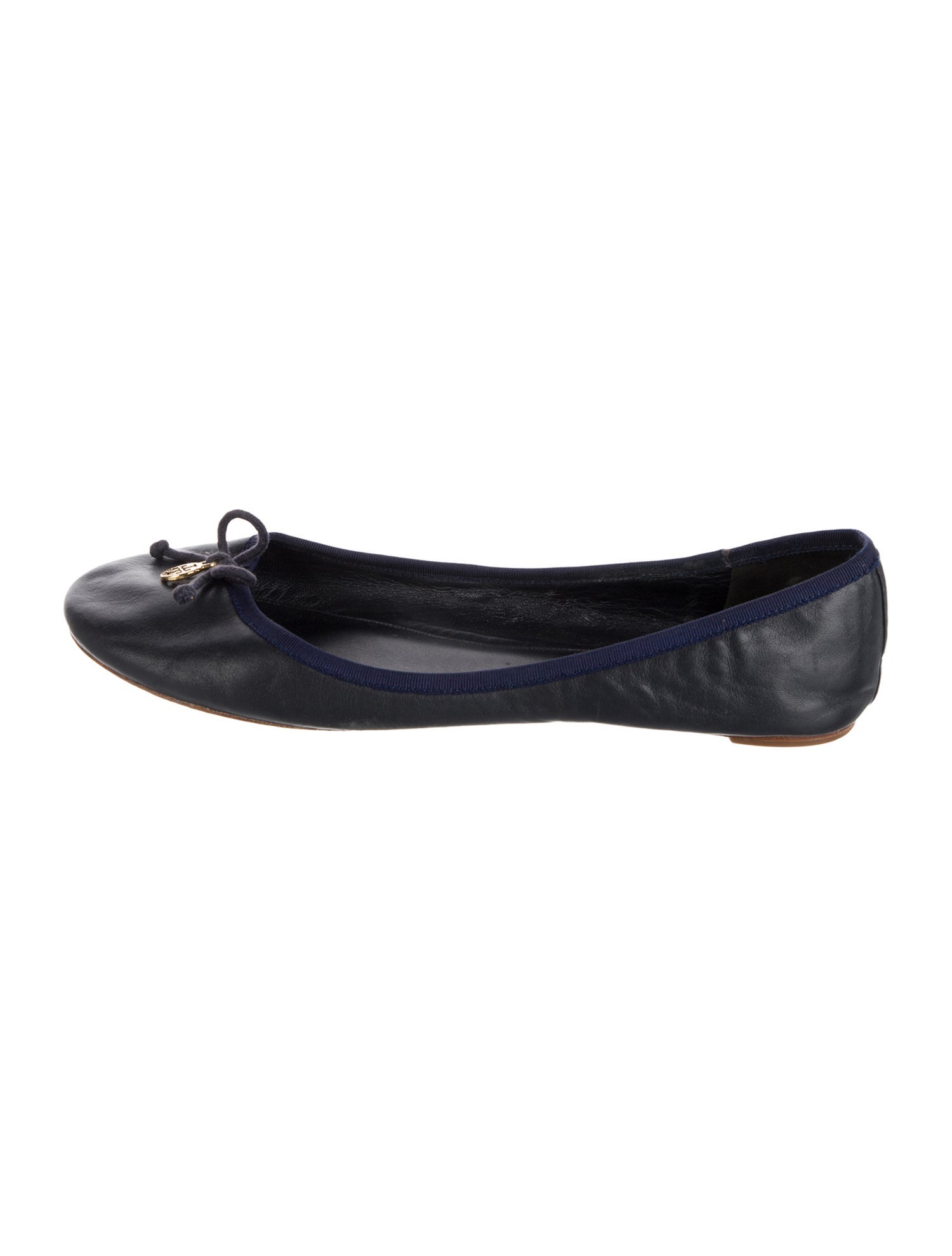 Tory Burch Leather Bow Accents Ballet Flats