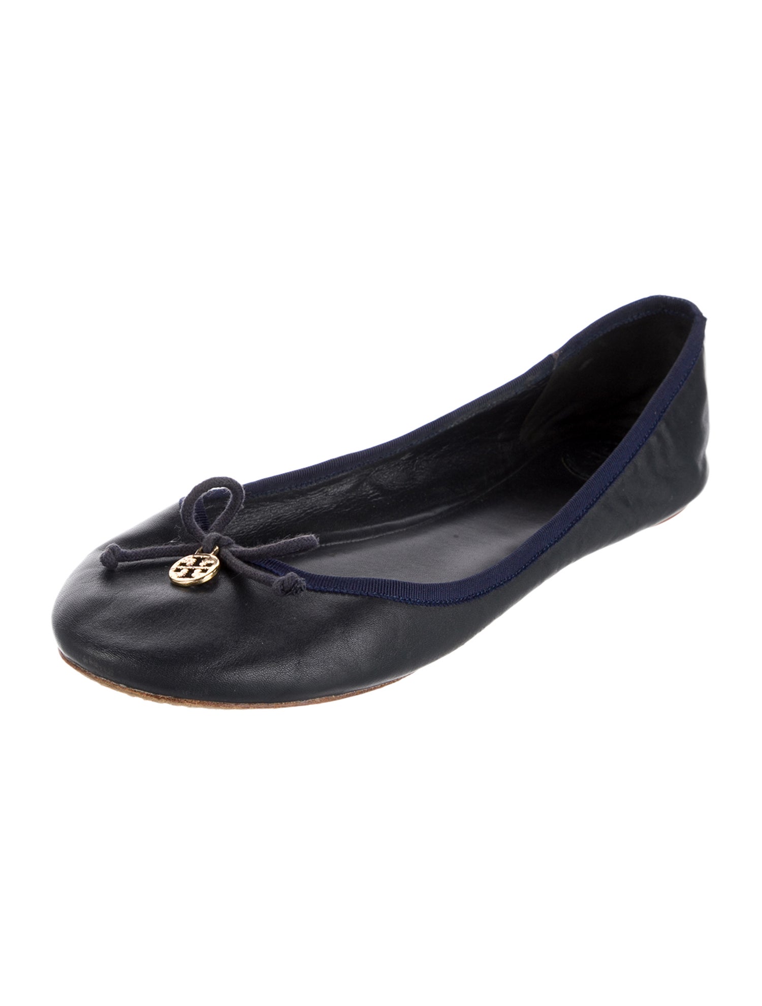 Tory Burch Leather Bow Accents Ballet Flats