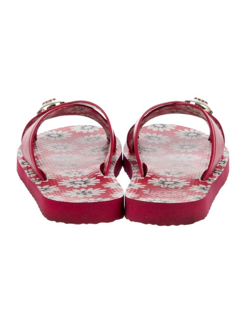 Tory Burch Leather Floral Print Slides