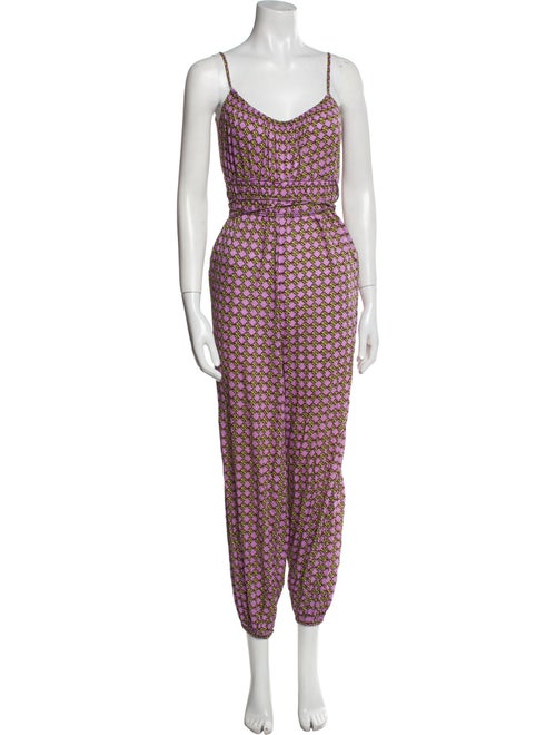 Tory Burch Printed V-Neck Jumpsuit