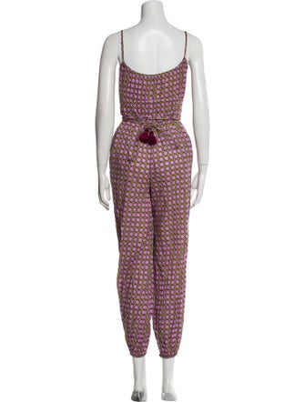Tory Burch Printed V-Neck Jumpsuit