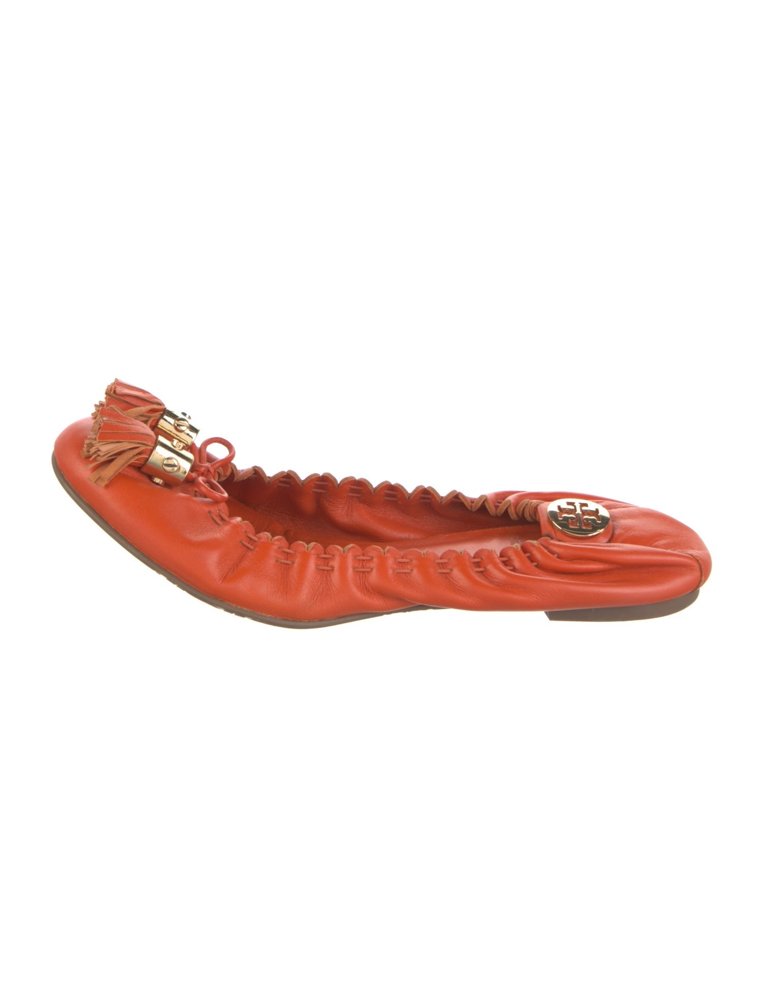 Tory Burch Leather Tassel Accents Ballet Flats