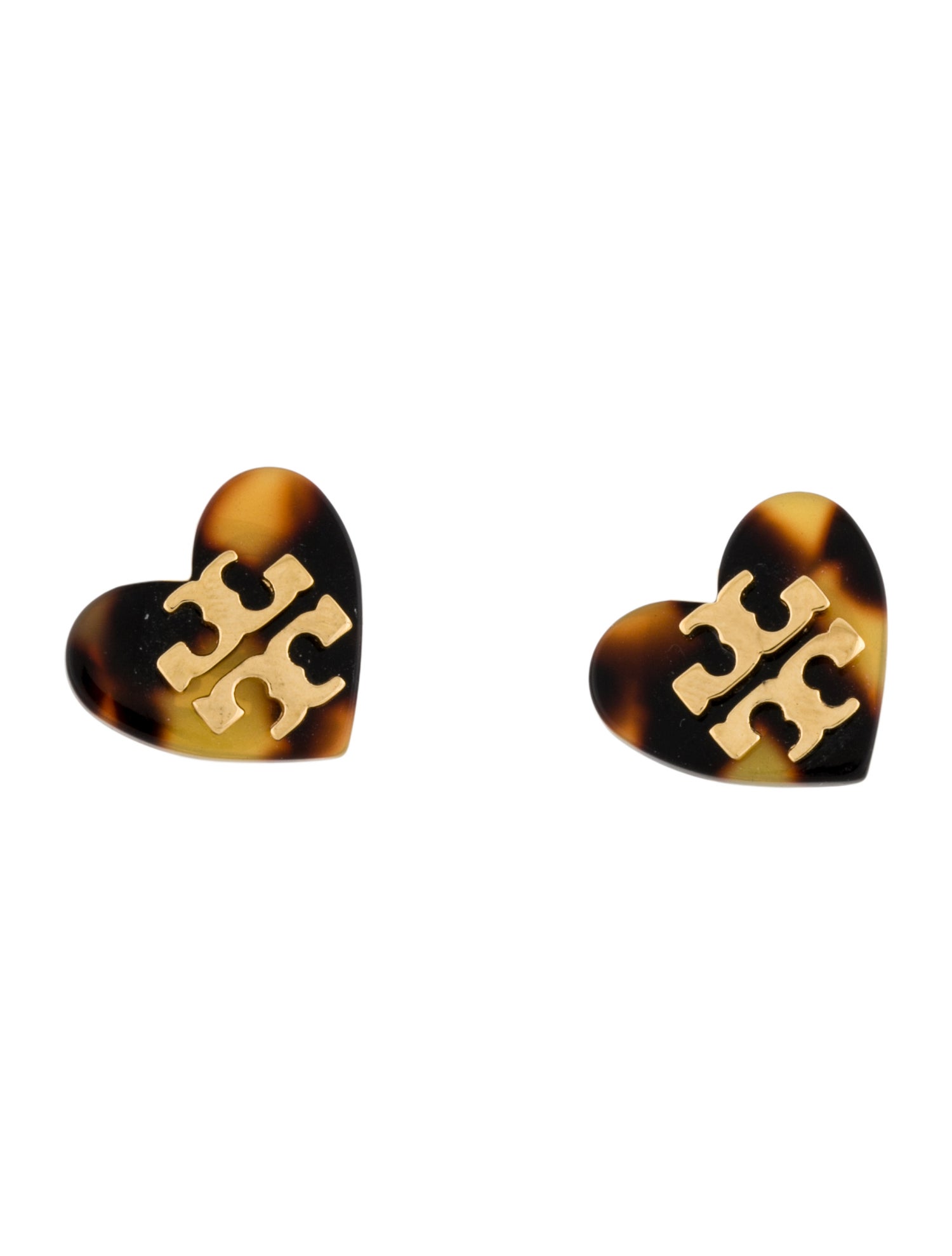 Tory Burch Resin Tilsim Logo Heart Earrings