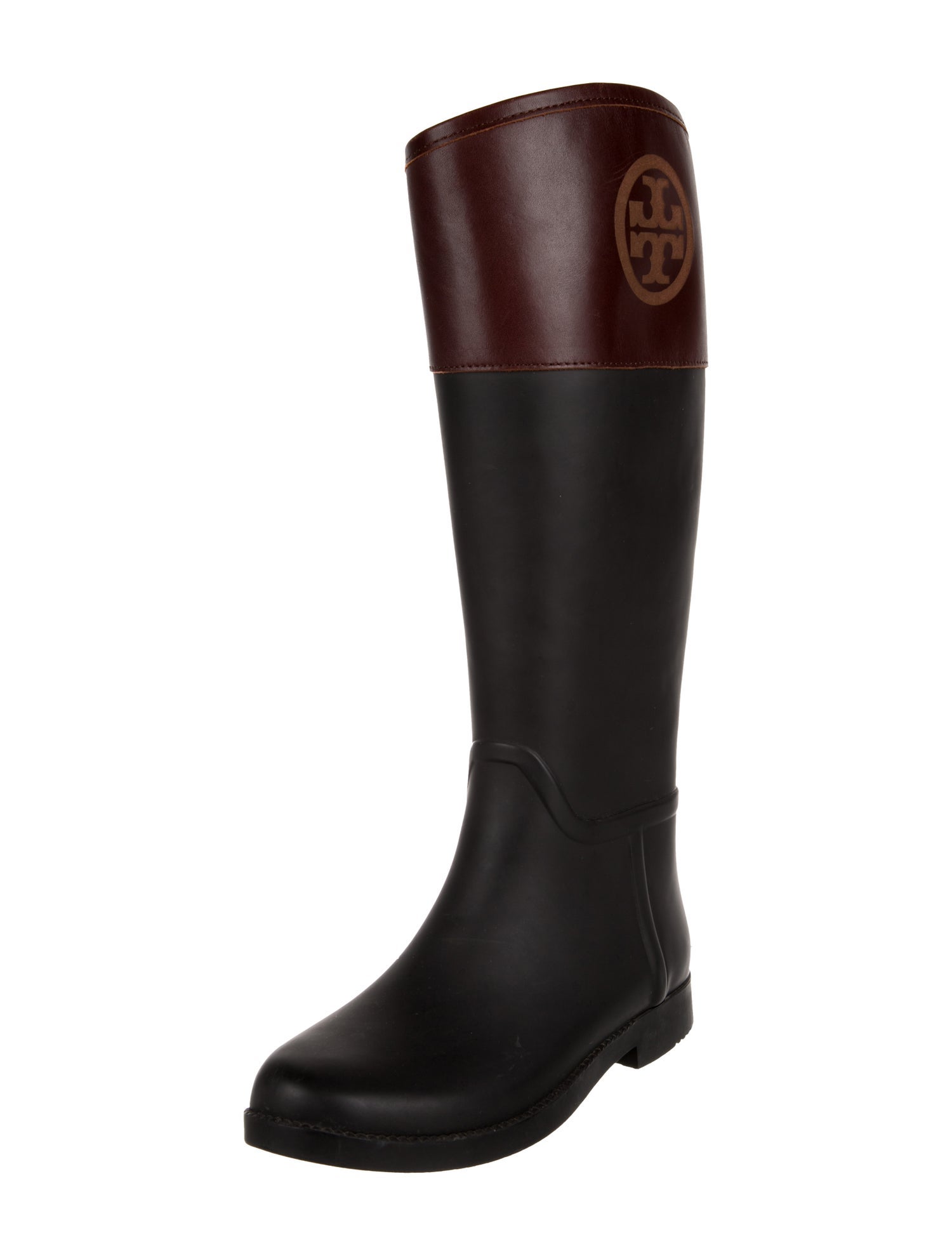 Tory Burch Rubber Colorblock Pattern Rain Boots
