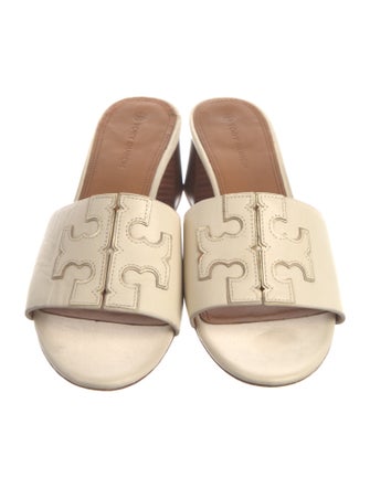 Tory Burch Leather Embroidered Accent Slides