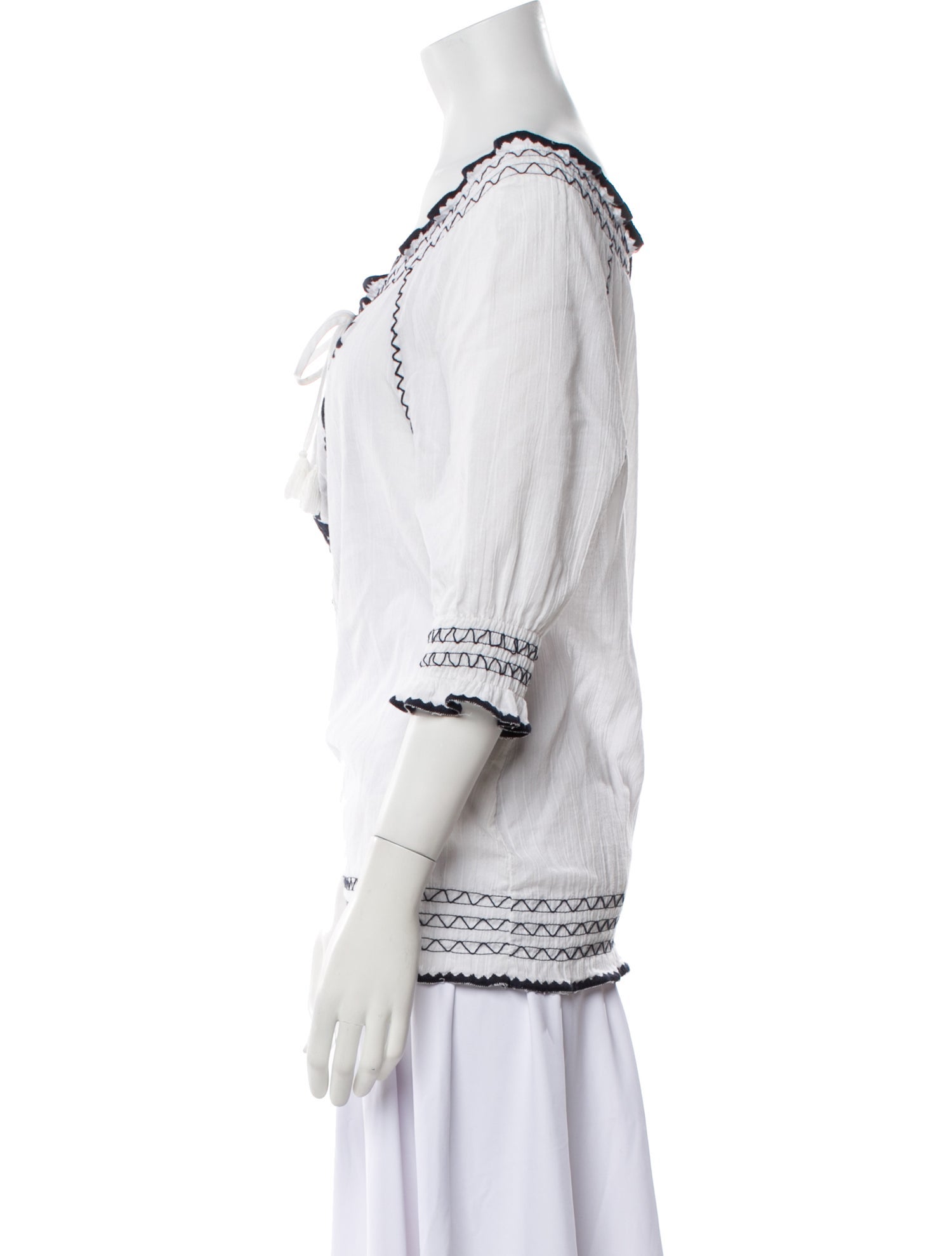 Tory Burch Bateau Neckline Three-Quarter Sleeve Tunic