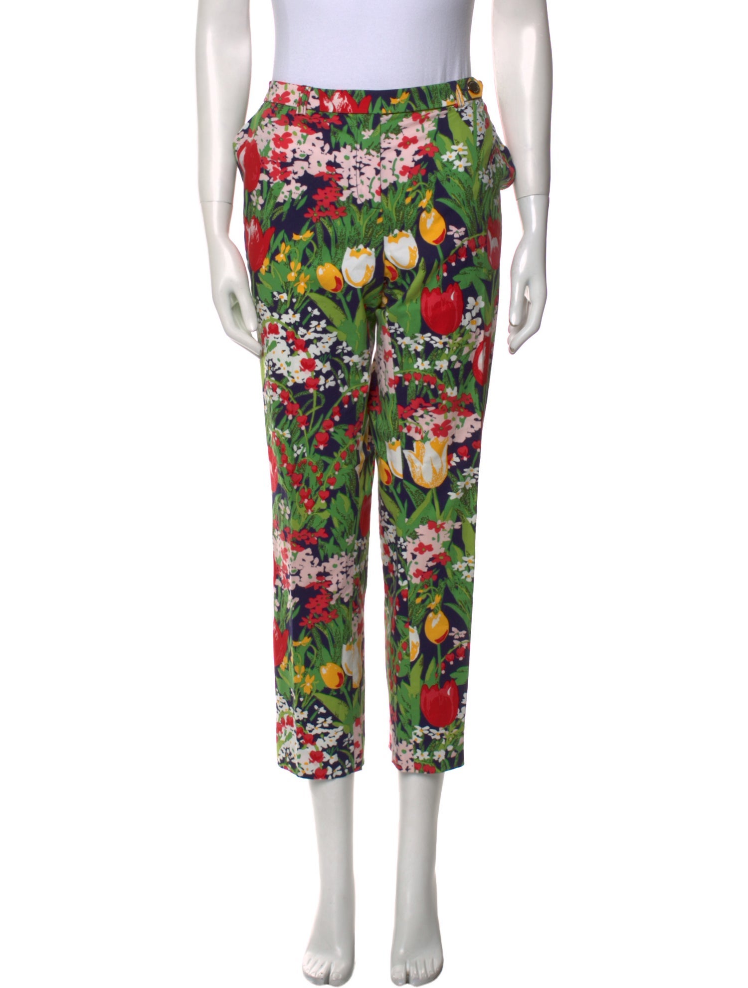 Tory Burch Floral Print Straight Leg Pants