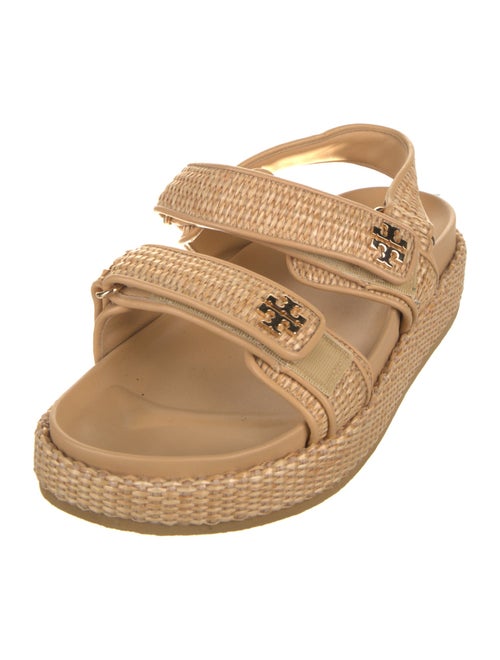 Tory Burch Raffia Leather Trim Embellishment Espadrilles