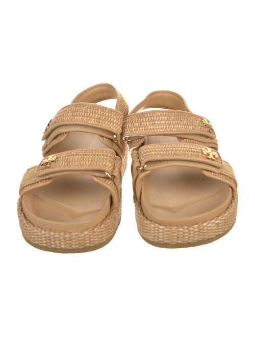 Tory Burch Raffia Leather Trim Embellishment Espadrilles