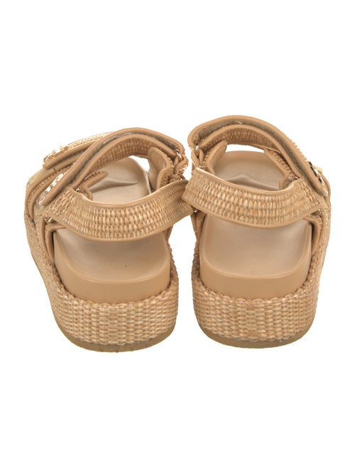 Tory Burch Raffia Leather Trim Embellishment Espadrilles