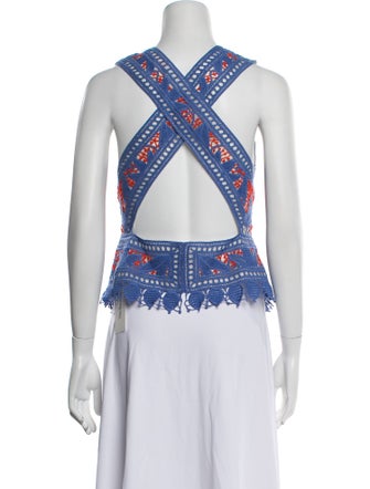 Tory Burch Lace Pattern V-Neck Top