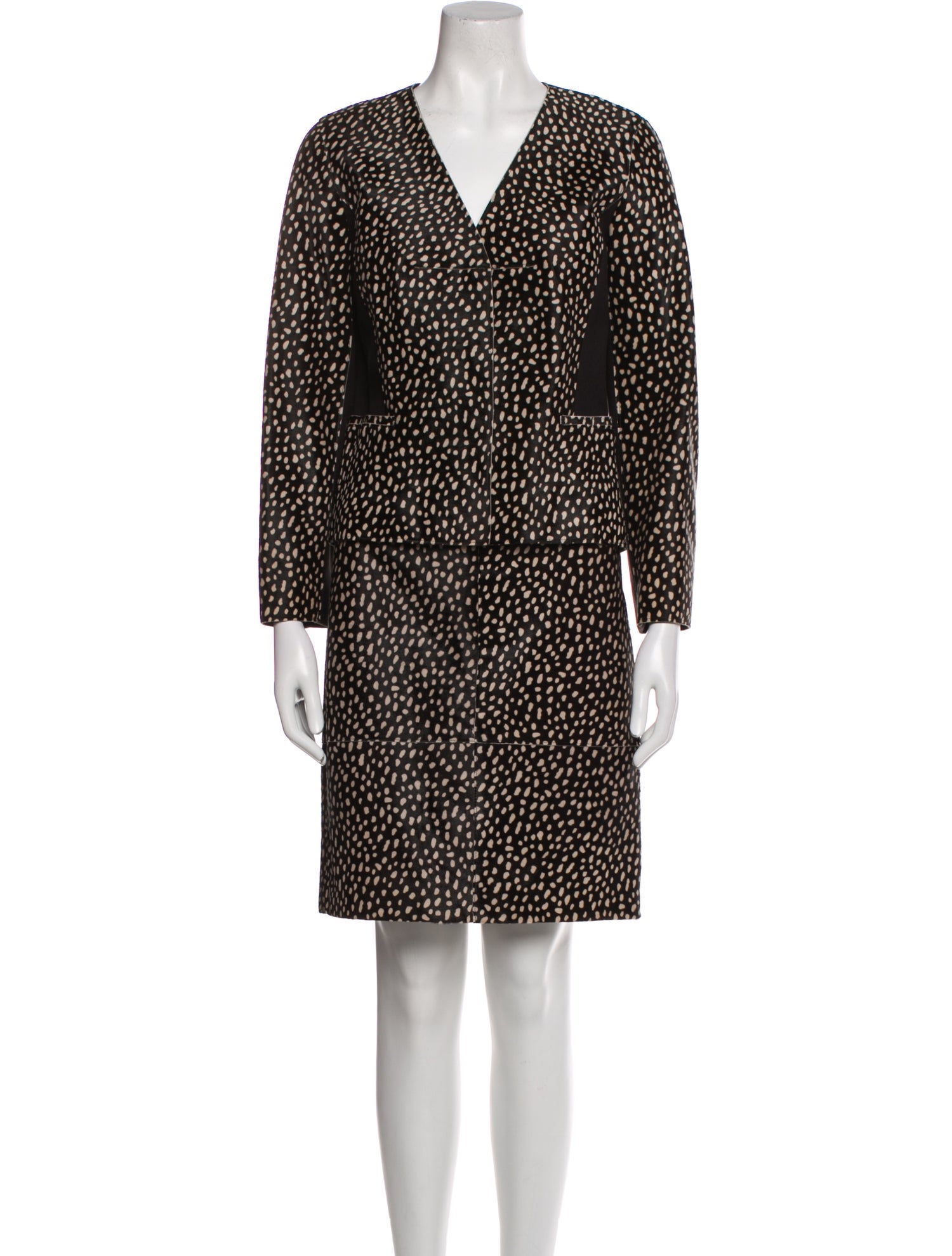 Tory Burch Polka Dot Print Pleated Accents Skirt Suit