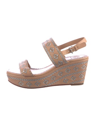 Tory Burch Leather Glitter Accents Espadrilles
