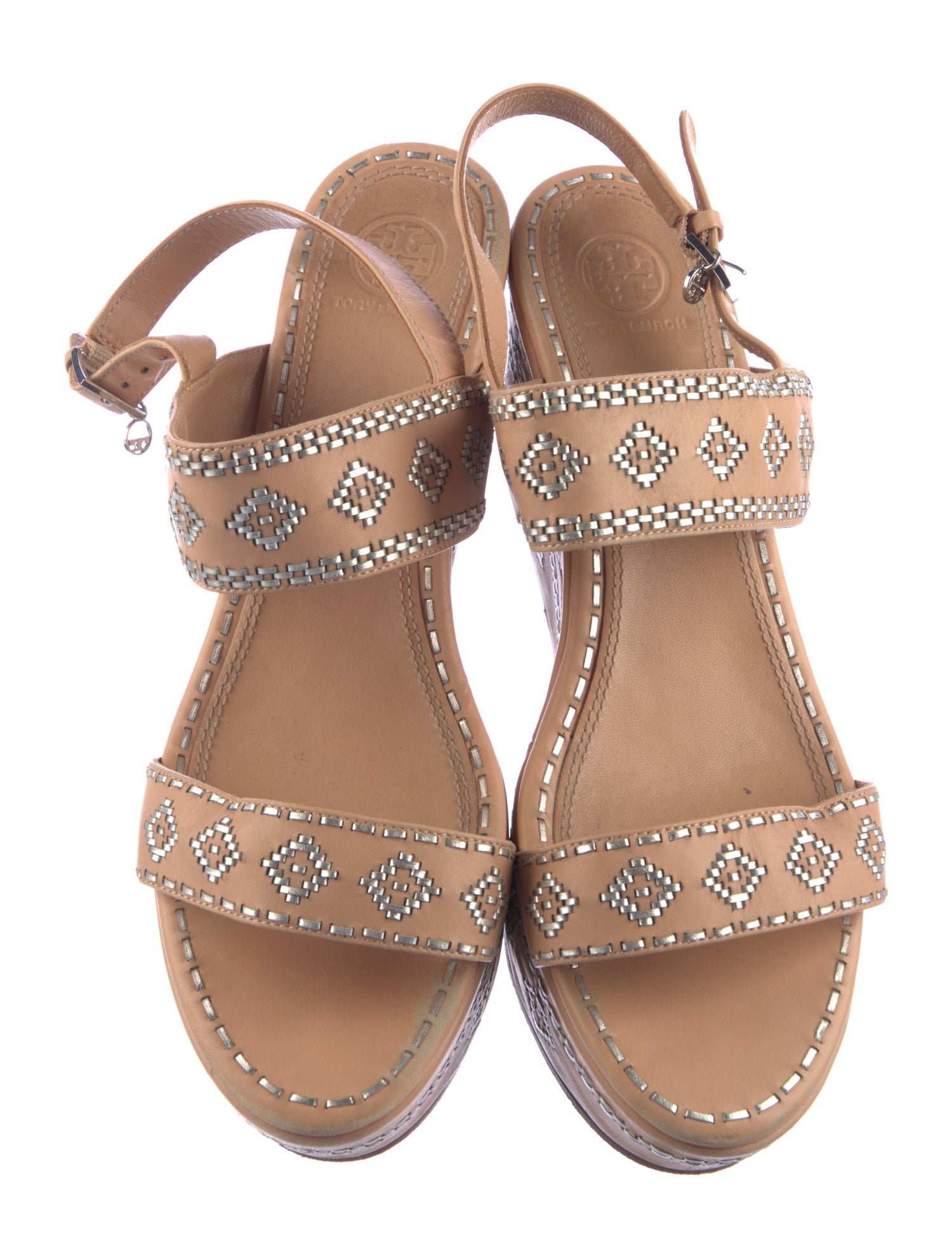 Tory Burch Leather Glitter Accents Espadrilles