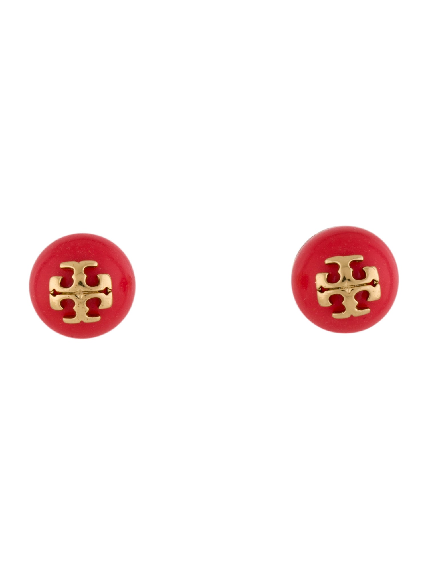 Tory Burch Resin Logo Stud Earrings w/ Tags