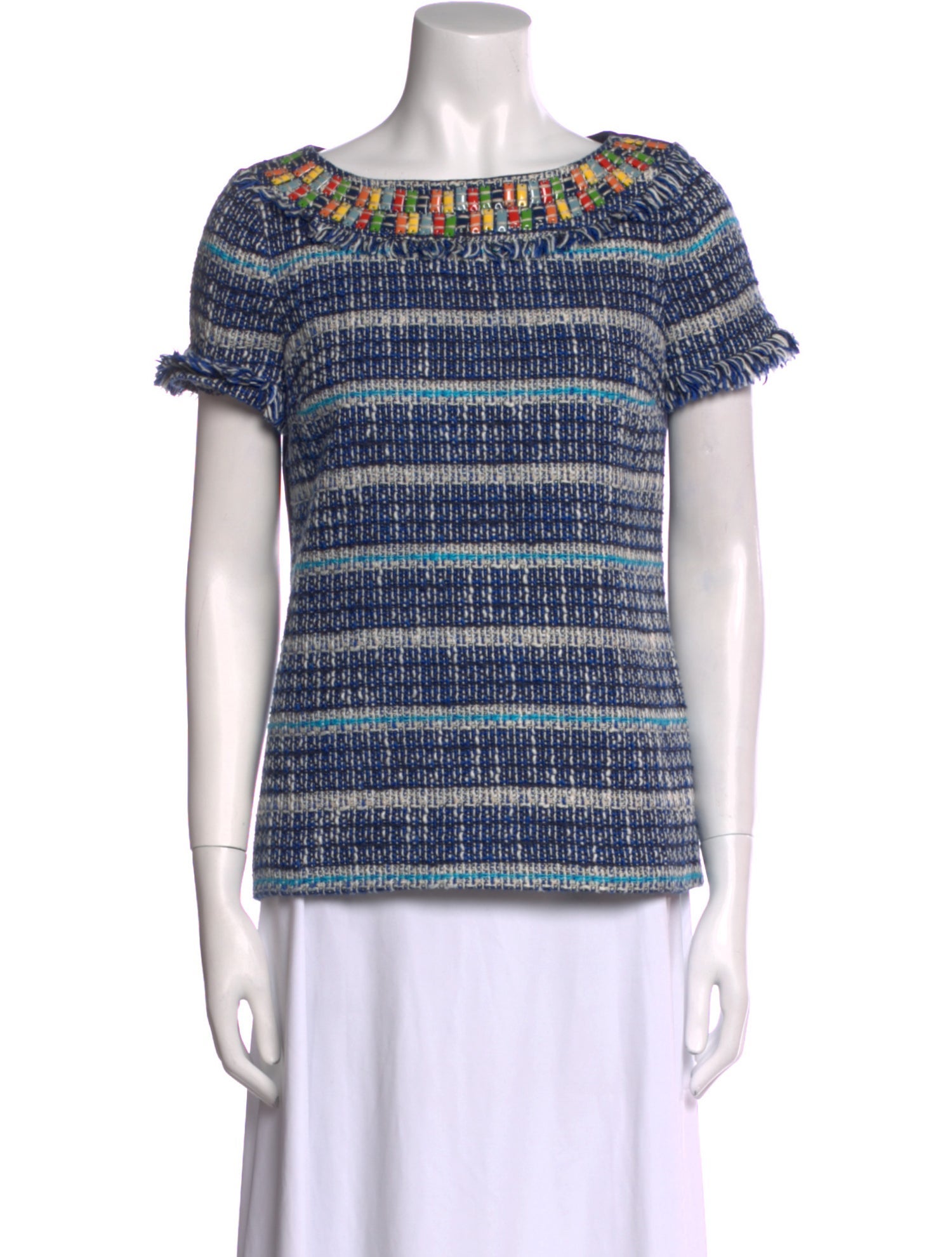 Tory Burch Striped Bateau Neckline Top