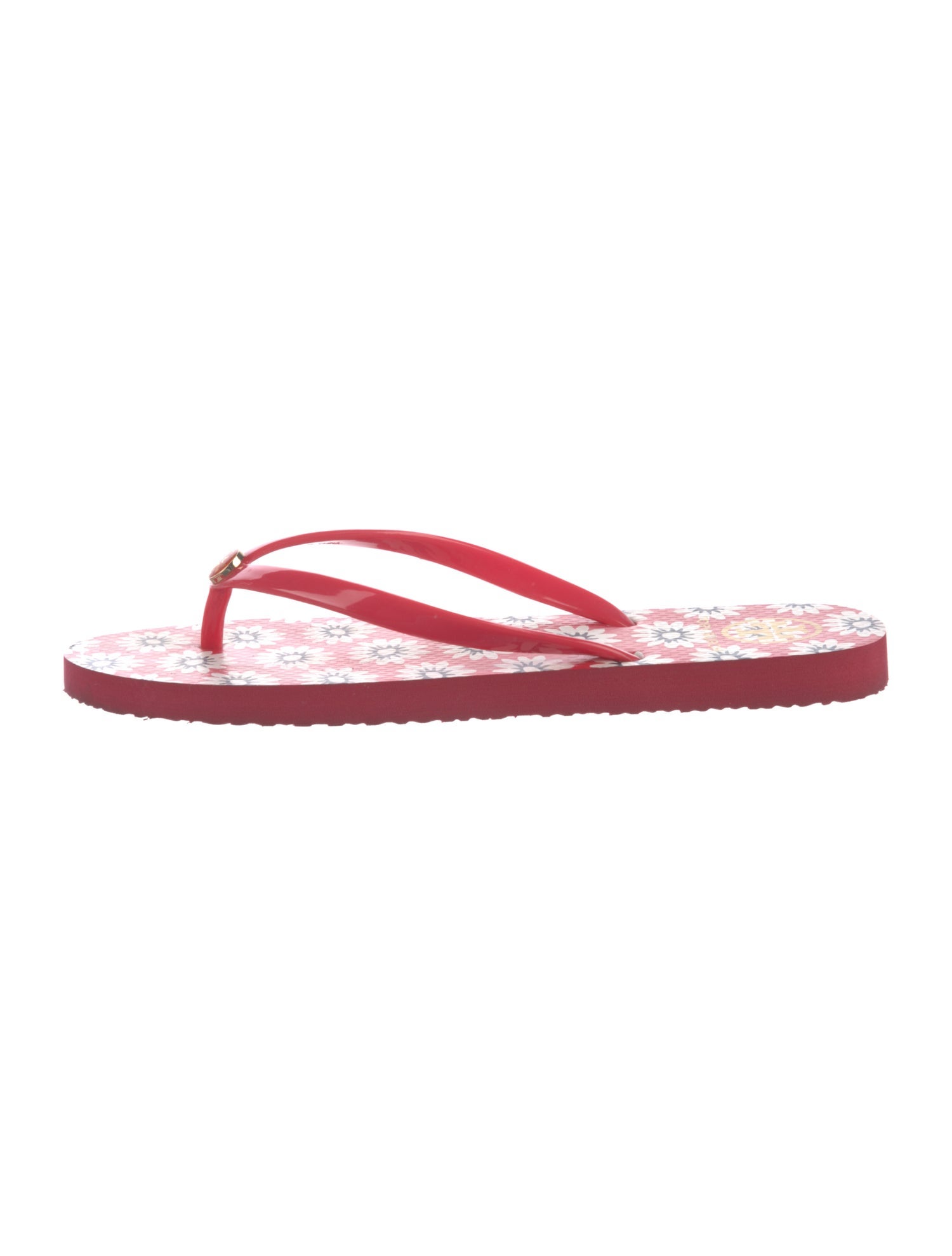 Tory Burch Rubber Floral Print Flip Flops