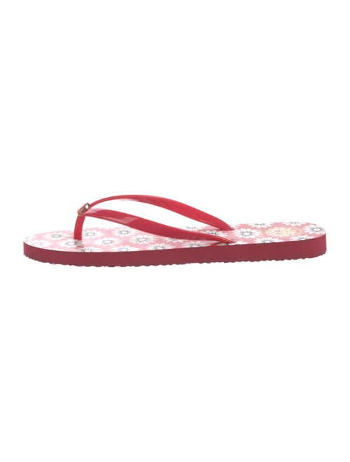 Tory Burch Rubber Floral Print Flip Flops