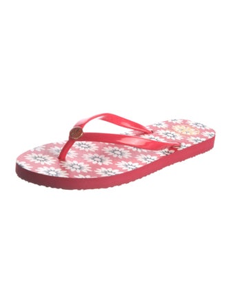 Tory Burch Rubber Floral Print Flip Flops