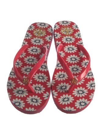 Tory Burch Rubber Floral Print Flip Flops