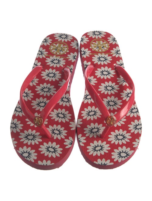 Tory Burch Rubber Floral Print Flip Flops