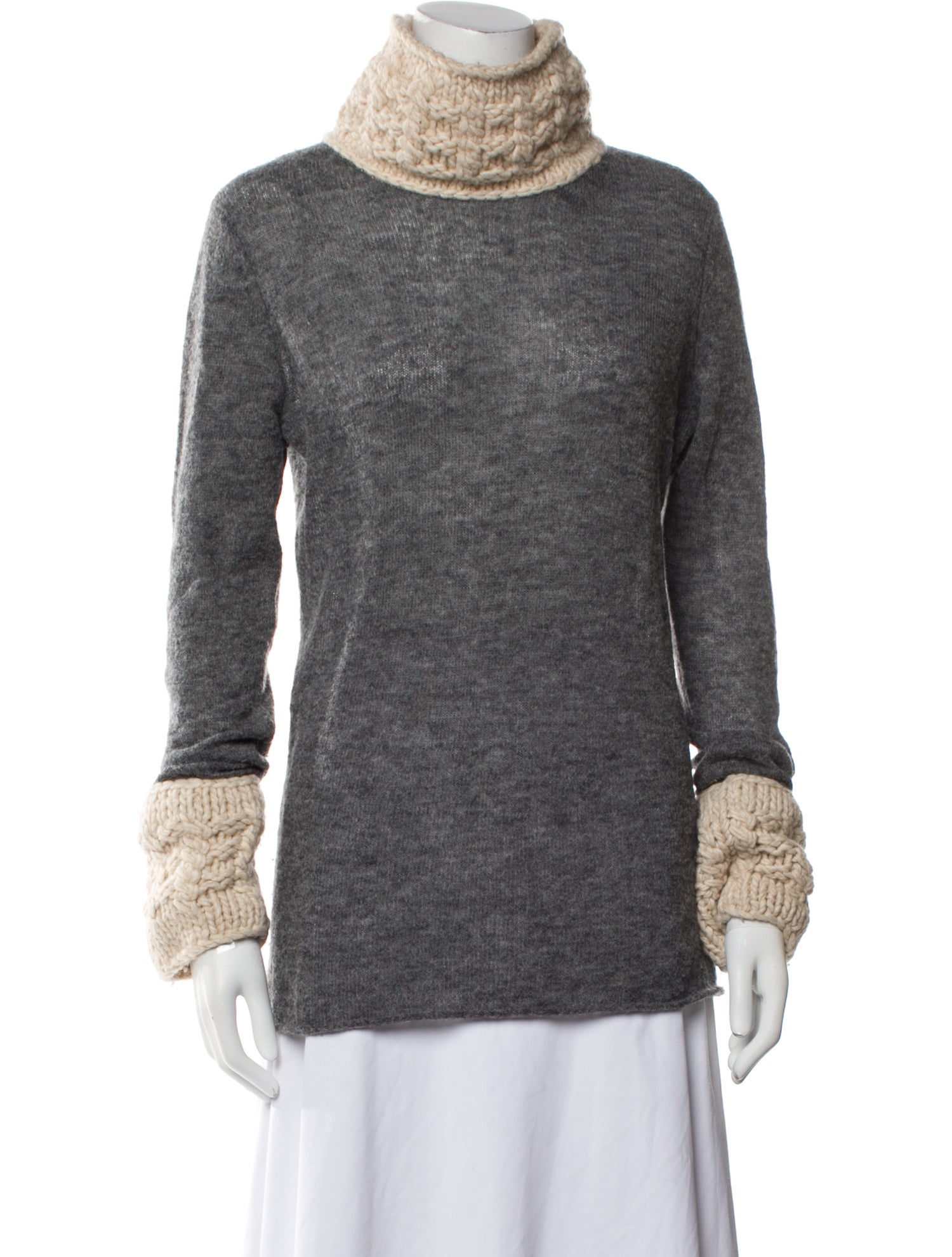 Tory Burch Colorblock Pattern Turtleneck Sweater